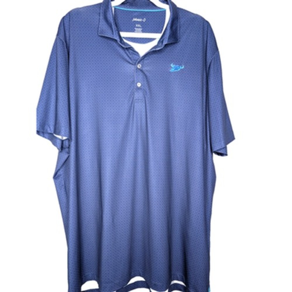 Johnnie O Mens Monty Lake Blue Performance Polo‎ Golf Shirt UPF 50 Geo Print XXL